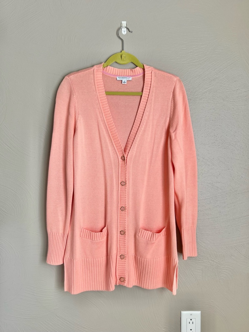 Isaac Mizrahi Peach Essentials Boyfriend Cardigan